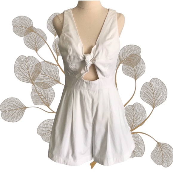 Kookai Pants - KOOKAÏ White Sleeveless Peekaboo Playsuit